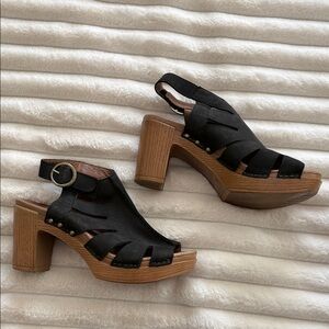 Dansko Black and Brown Platform Sandals